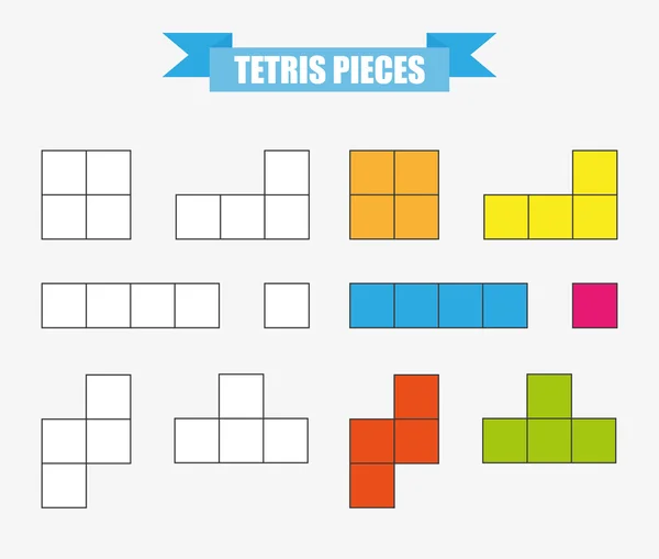 Tetris Stücke auf Weiß — Stockvektor