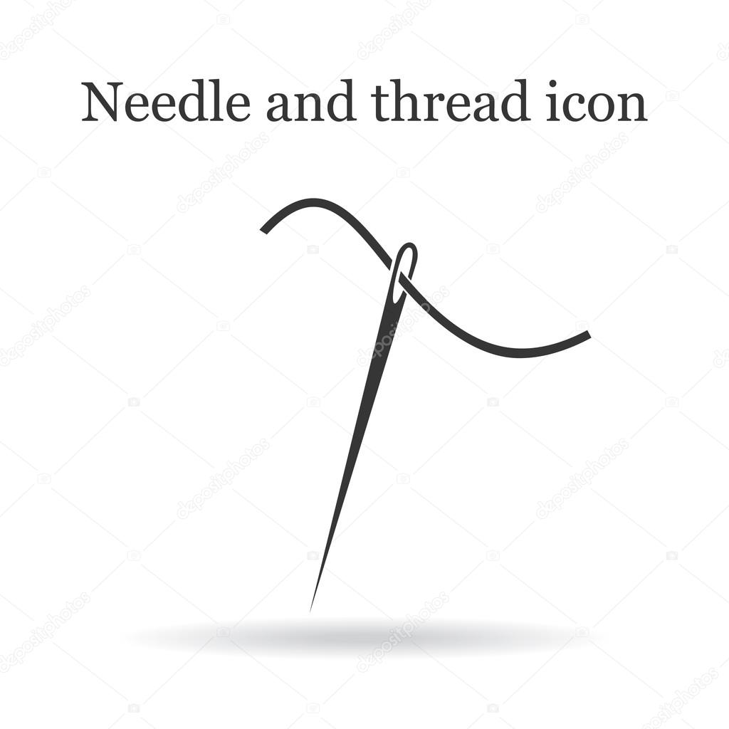 Needle and thread icon on white  background