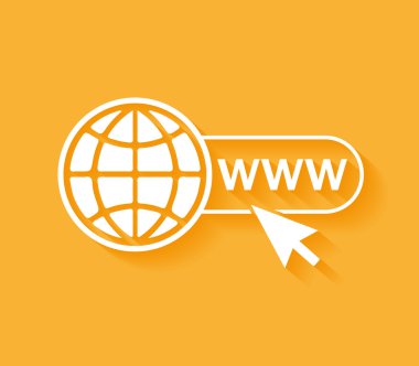 White Website Icon on orange clipart