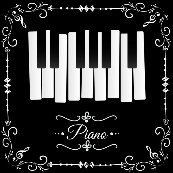 Piano sobre fondo negro — Vector de stock