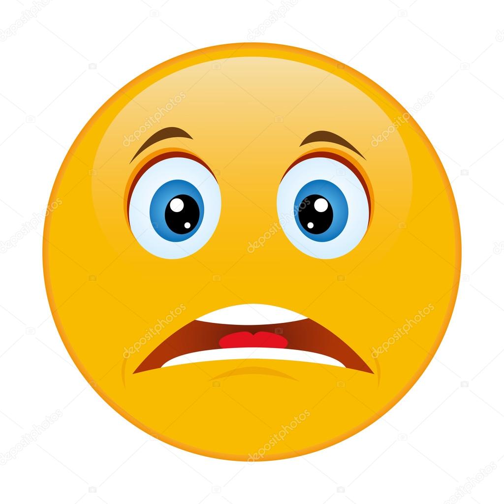 Emoticon face in horror. The frightened smiley screams in fear. Panic  emoticon. Emoji hair stood on end with fear. Vector illustration Stock  Vector Image & Art - Alamy