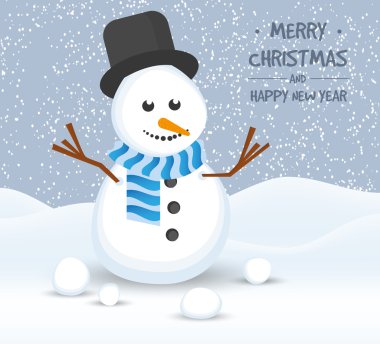 Kardan adamla yılbaşı kartı.