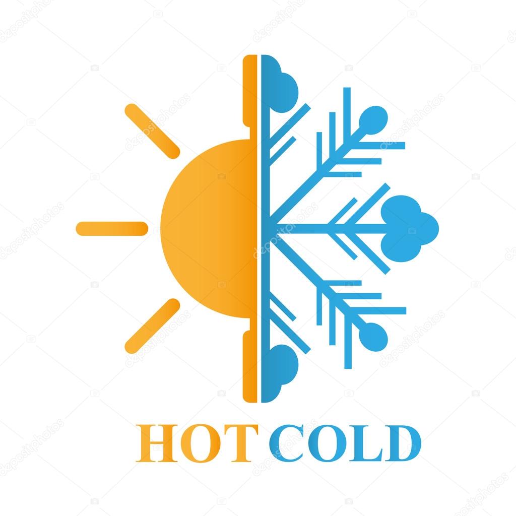 Hot and cold sun and snowflake background