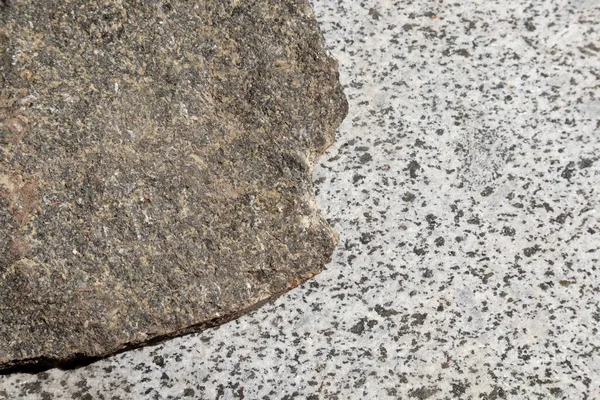 Granite Stone Unpolished Surface Slab Black Grey Texture Selective Focus — Stock Photo, Image