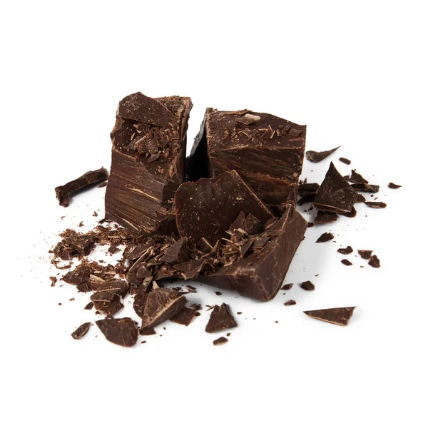 Pieses Aus Schwarzer Schokolade Isoliert Auf Weißem Hintergrund — Stockfoto