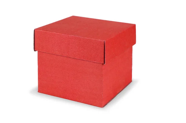 Rote Geschenkbox Für Geschenke Isoliert Auf Weißem Hintergrund — Stockfoto
