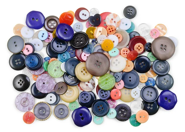 Grupo Botones Costura Multicolores Aislados Sobre Fondo Blanco Concepto Costura — Foto de Stock