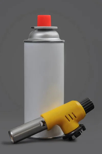 Bruciatore Manuale Gas Fiamma Ossidrica Campeggio Saldatura Riparazione Bomboletta Spray — Foto Stock