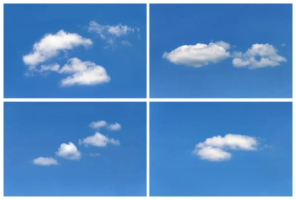 Set Soffici Nuvole Sopra Cielo Blu Nella Soleggiata Giornata Estiva — Foto Stock