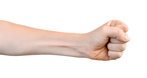 Child Hand Clench Fist Isolated White Background Menacing Gesture — Stock Photo, Image