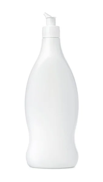 Bouteille Blanche Détergent Liquide Isolée Sur Fond Blanc Maquette Concept — Photo