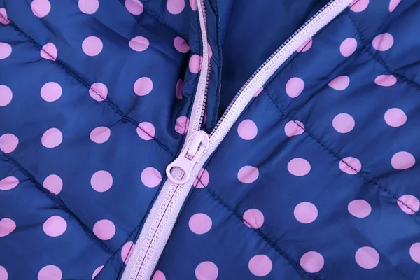 Stylish Blue Canvas Warm Jacket Open Pink Zipper Close — Stock Photo, Image