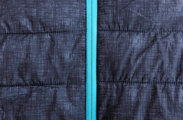 Stylish Dark Blue Canvas Warm Jacket Cyan Zipper Close — Stock Photo, Image