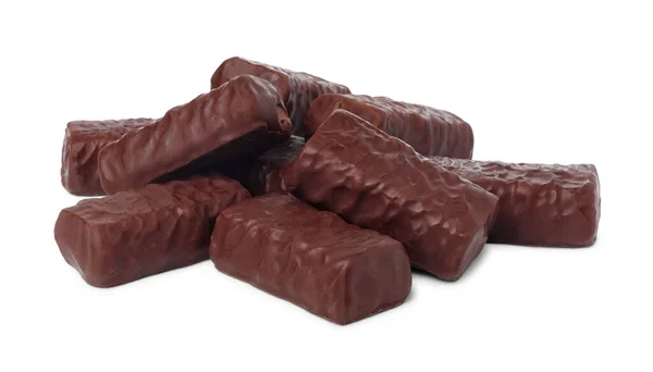Stapel Von Schokoladenbonbons Isoliert Auf Weißem Hintergrund — Stockfoto