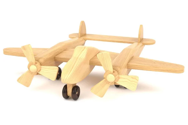Дерев Яний Дитячий Іграшковий Літак Візуалізація — стокове фото
