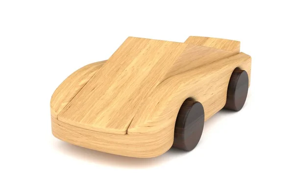 Auto Giocattolo Legno Rendering — Foto Stock