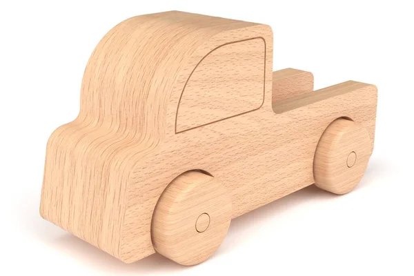 木制玩具车 3D渲染 — 图库照片