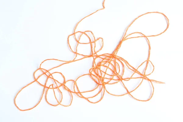 Orange Tråd Ett Papper — Stockfoto