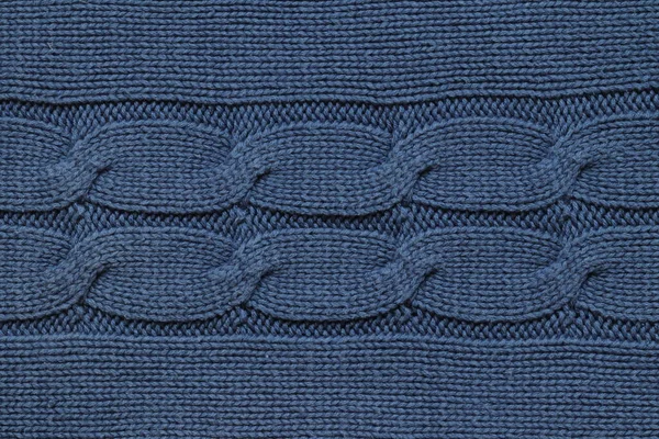 Kék Kötött Pulóverszövet Textúrája — Stock Fotó