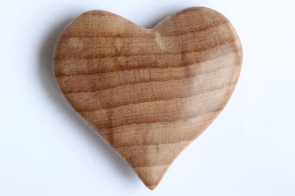 Valentine Day Wooden Heart Light Background — Stock Photo, Image