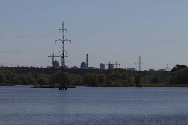 Paysage Urbain Près Lac Banlieue Kiev Ukraine — Photo