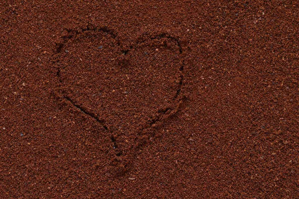 Ground Coffee Heart Pattern Texture Ground Coffee — Stock Photo, Image