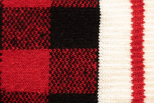 Rood Zwarte Textuur Van Stof Voor Sokken Weefseltextuur — Stockfoto