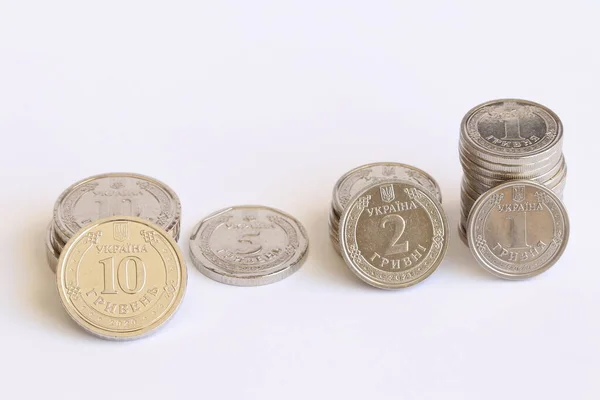 Ukrajna Monetáris Fémjelei Ukrán Fém Pénz Hryvnia — Stock Fotó