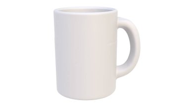 Hafif arka planda duygusal ve alışılmadık bir görüntünün üç boyutlu yansıması. Karakter kupası. 3 Boyutlu Hazırlama.