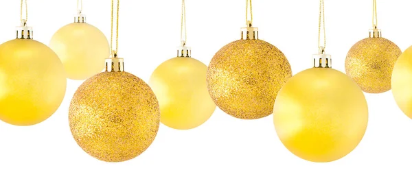 Horisontell Sömlös Jul Bakgrund Med Glas Gul Och Guld Bollar — Stockfoto