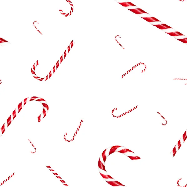 Christmas candy cane seamless pattern isolated on white background.