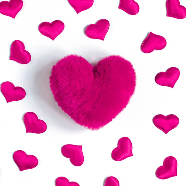 Concepto Día de San Valentín con muchos corazones rosados —  Fotos de Stock
