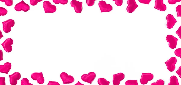 Cadre en coeurs roses isolés sur fond blanc, concept Saint Valentin — Photo