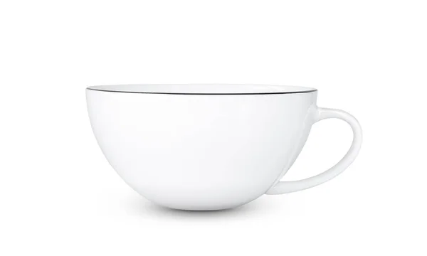 Cangkir teh putih kosong diisolasi pada latar belakang putih — Stok Foto