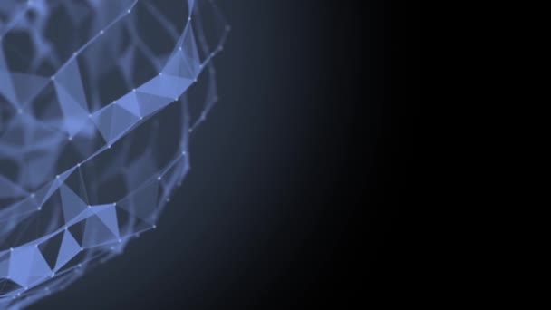 Abstract blue background with moving lines and dots. Network connection structure — Stockvideo