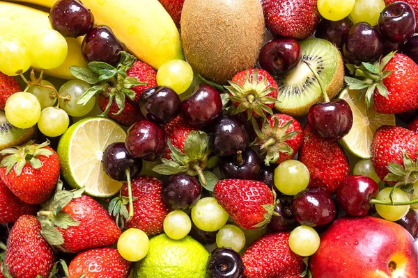 Macro Juicy Fruits Summer Background Large Harvest Fruits — Stockfoto