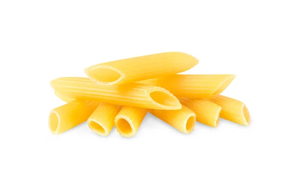 Mucchio Pasta Cilindrica Nervata Isolata Fondo Bianco — Foto Stock