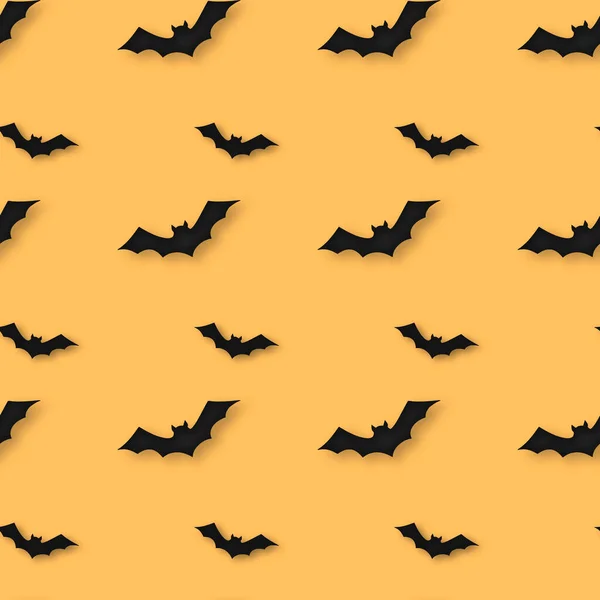 Хэллоуин без котиков с оранжевым фоном и силуэтом летучей мыши — стоковое фото