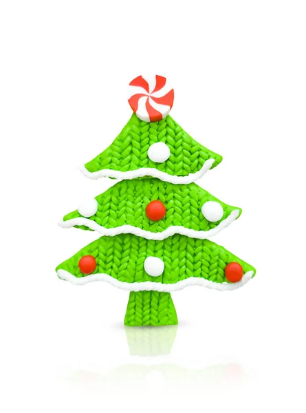 Christmas tree with decorations isolated on white background — Stock Photo, Image