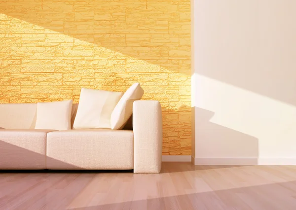 Interno moderno del soggiorno con divano beige — Foto Stock