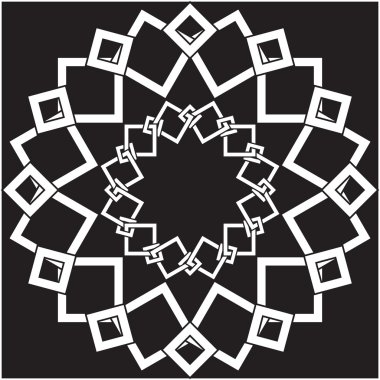 Kare kesişen bağlantılardan yuvarlak süsleme