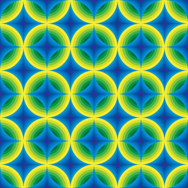 Yeşil ve mavi süsleme daireler üzerinden