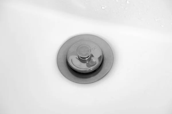 Close Shot Sink Drain Black White — Stock Photo, Image