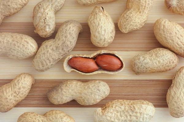 Peanuts Wooden Background Close — Stock Photo, Image