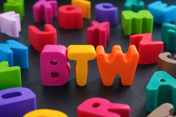 Abbreviation Btw Way Made Out Polymer Clay Letters Close — Stock Photo, Image