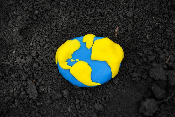 Планета Земля Лежит Земле Закрыть — стоковое фото