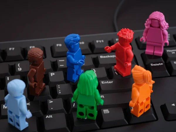 Tambov Ruská Federace Srpna 2021 Monochromatické Lego Minifigures Stojící Černé — Stock fotografie