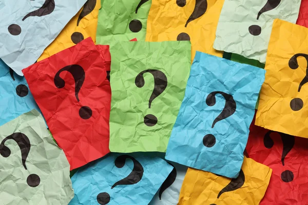 Crumpled question marks heap — Stock Photo, Image