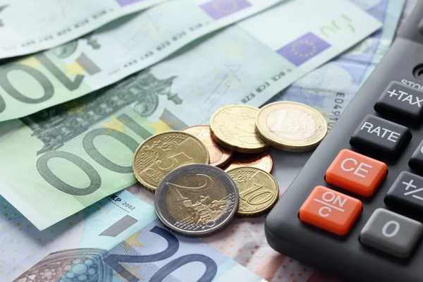 Euro currency and calculator — Stock Photo, Image