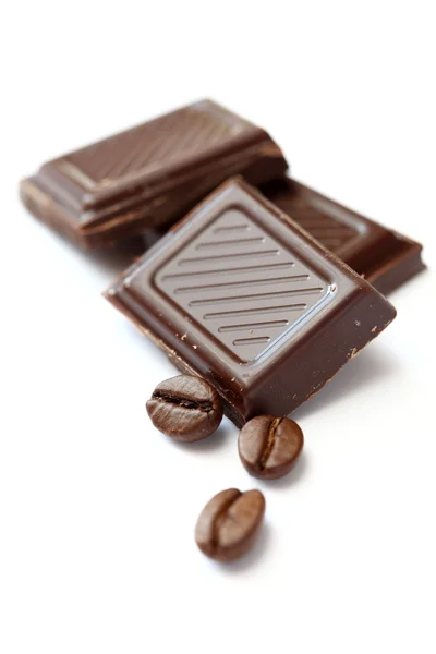 Σοκολάτα και καφέ φασόλια — Φωτογραφία Αρχείου